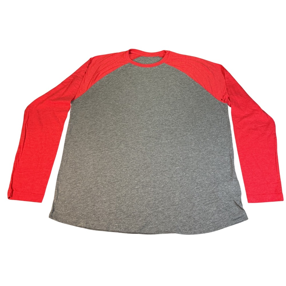 Fanatics Mens 2XL Raglan Long Sleeve Baseball T-Shirt Gray Red Heathered NWOT‎